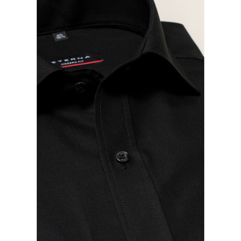 ETERNA Modern Fit čierna košeľa pánska dlhý rukáv Popelín s vreckom 50072608
