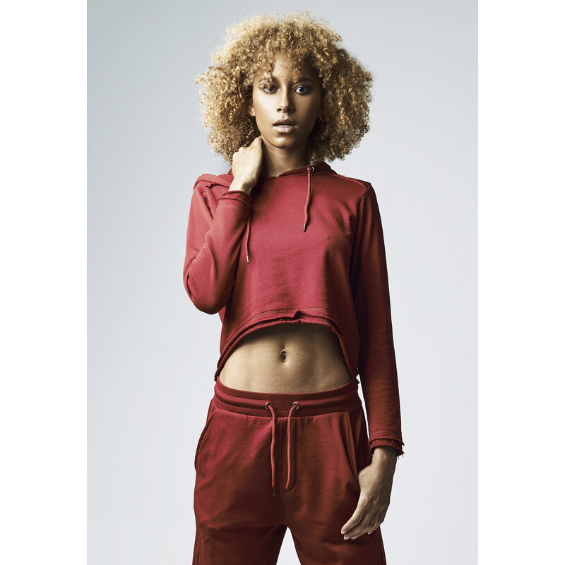 Urban Classics Dámska crop mikina burgundy 50660482