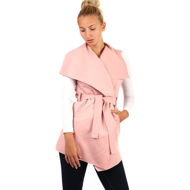 Glara Dlhá vesta s opaskom - široký golier 31709187