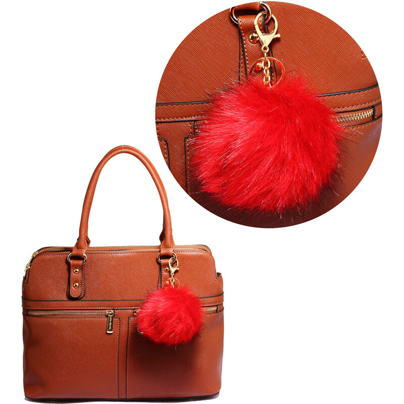 LS Fashion Prívesok na kabelku červený - brmbolec červená
