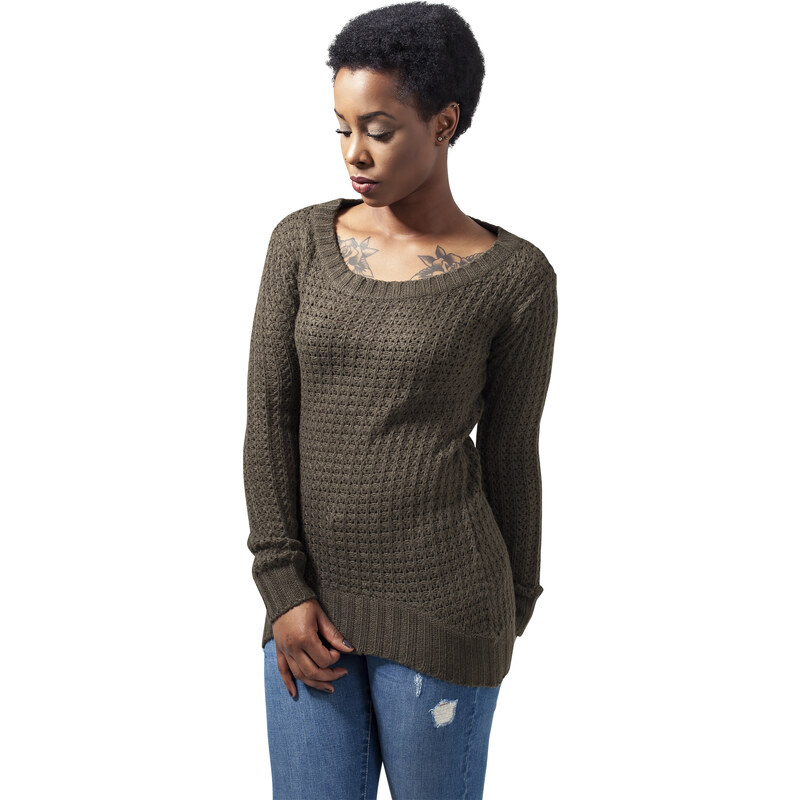 Urban Classics Womens sweater with a long wide neckline olive 50680265