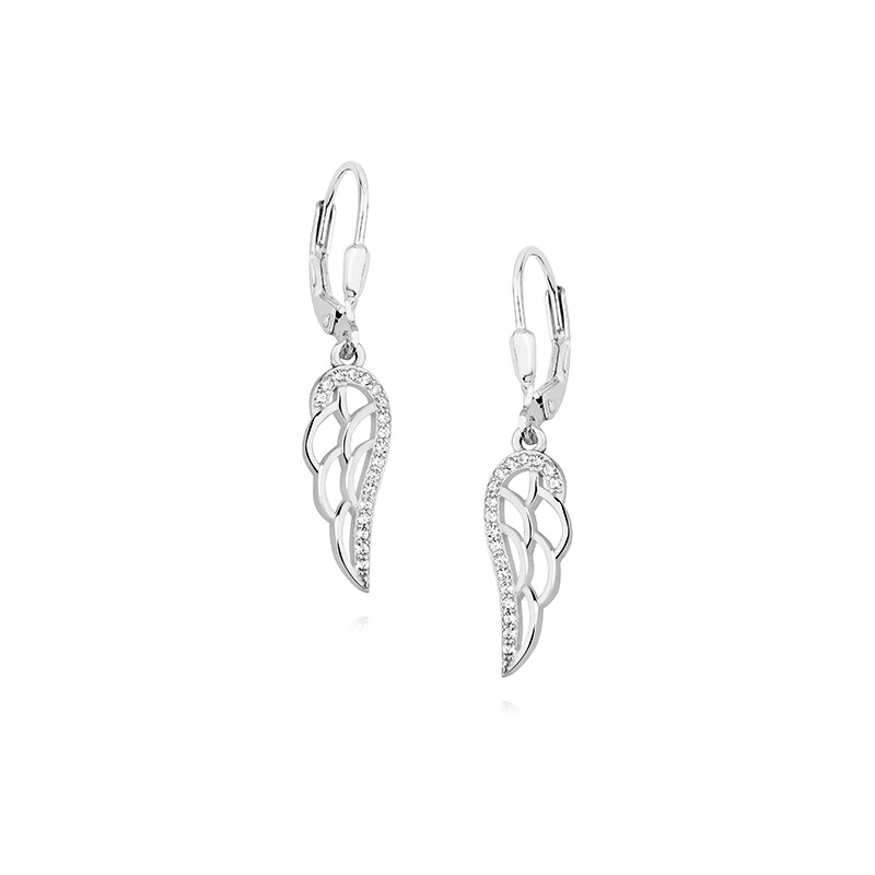 Olivie Strieborné náušnice KRÍDLO so zirkónmi 0772 9398822