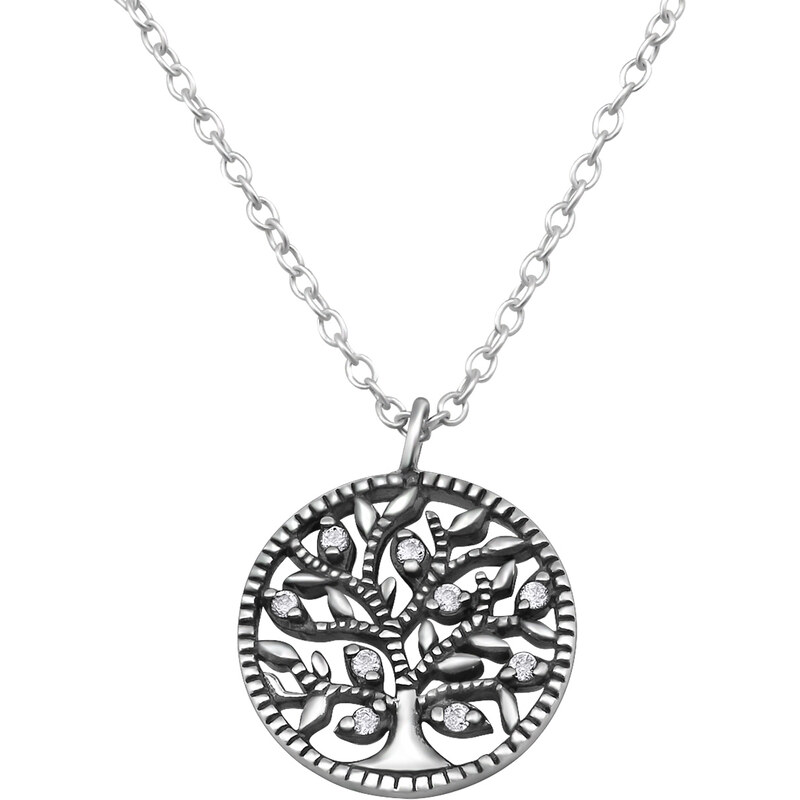 Glory strieborný náhrdelník Strom s bielymi zirkónmi S1058 14758771