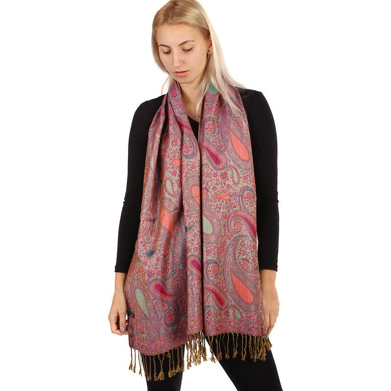 Glara Viacfarebný maxi šál so vzorom 8396022