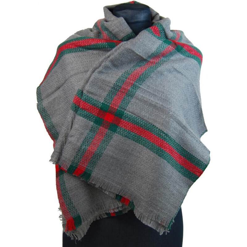 NEW BERRY dámsky pletený šál / pléd BC717 stredno sivý 4078431