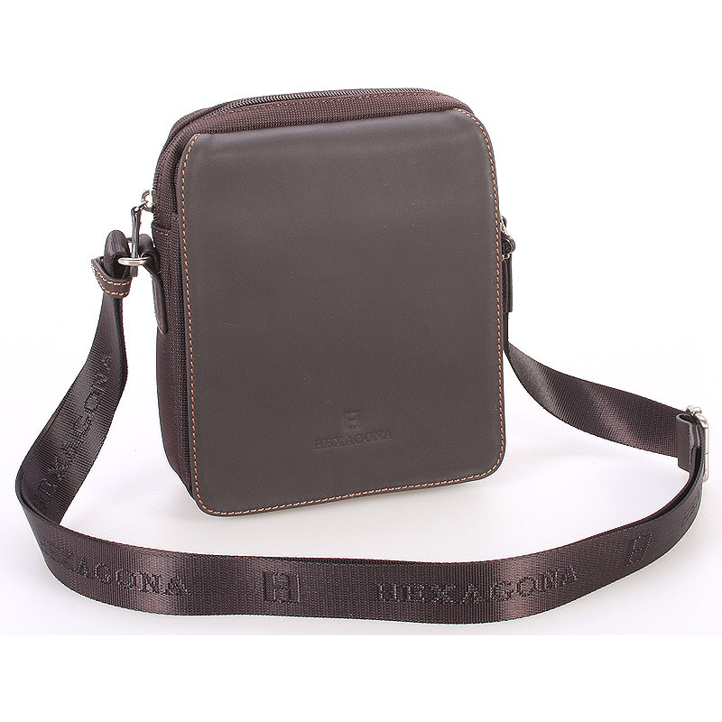 Tmavohnedá kožená pánska taška cez plece Hexagona 299162 hnedá 56863924