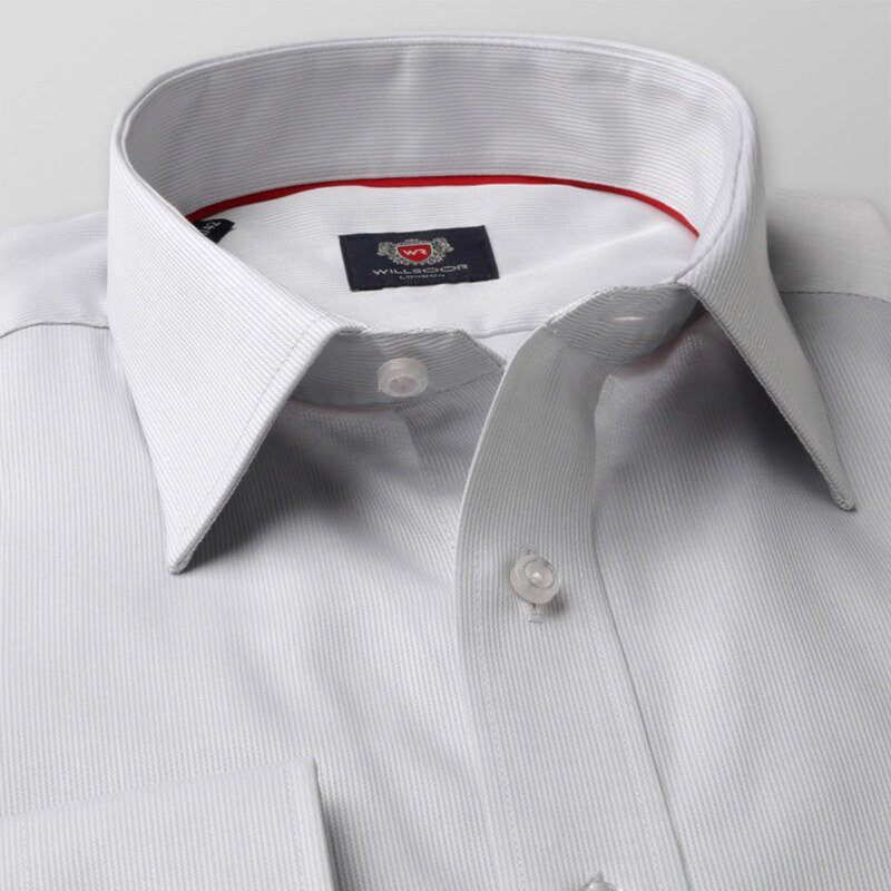 Willsoor Pánska slim fit košeľa London (výška 176-182) 8602 v šedé farbe s úpravou 2W Plus