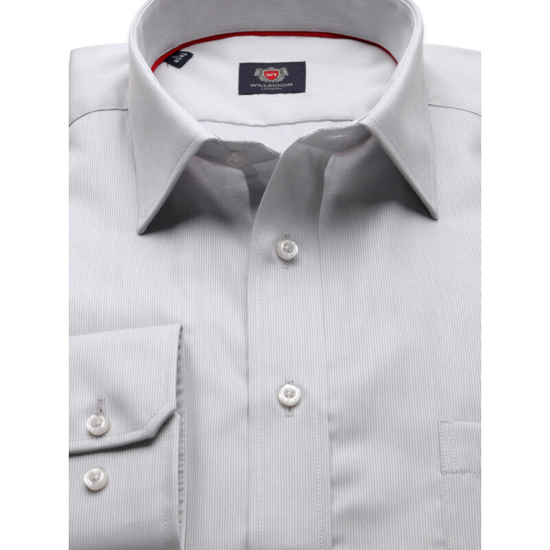 Willsoor Pánska slim fit košeľa London (výška 176-182) 8602 v šedé farbe s úpravou 2W Plus
