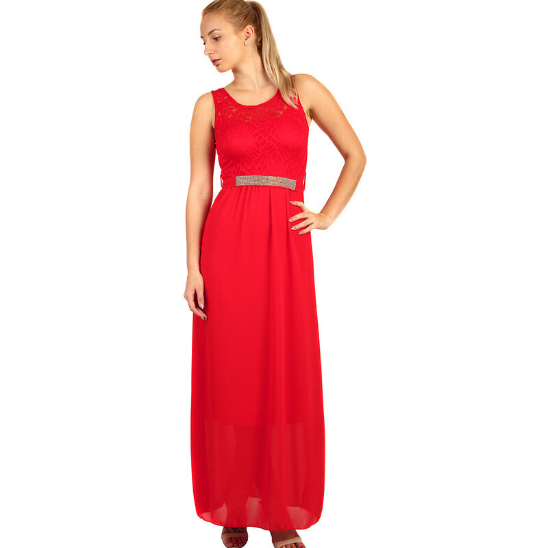 Glara Dlhé večerné šaty s čipkovaným vrškom 8396230