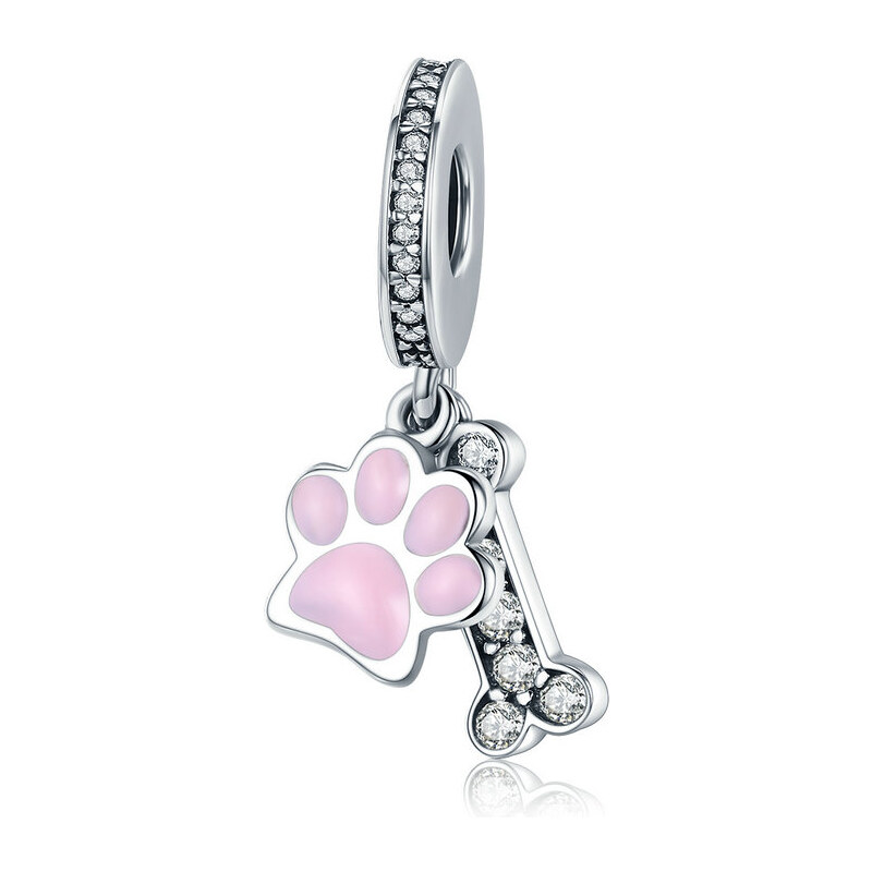 Emporial strieborný prívesok Packa Tlapka a kostička 24464365