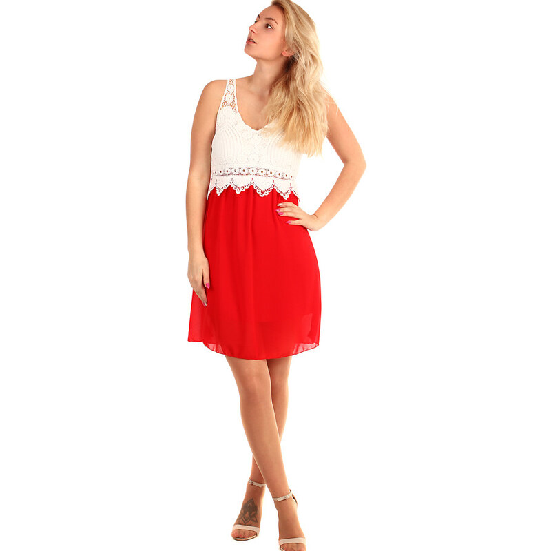 Glara Dvojfarebné šaty s čipkovanými chrbtom 36988017