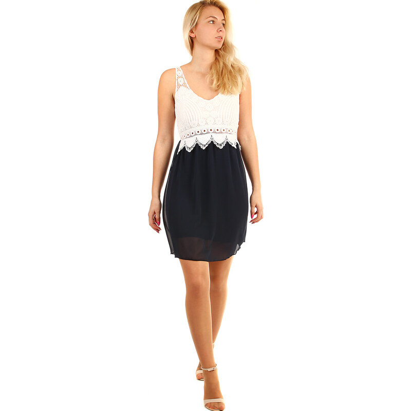 Glara Dvojfarebné šaty s čipkovanými chrbtom 36988018