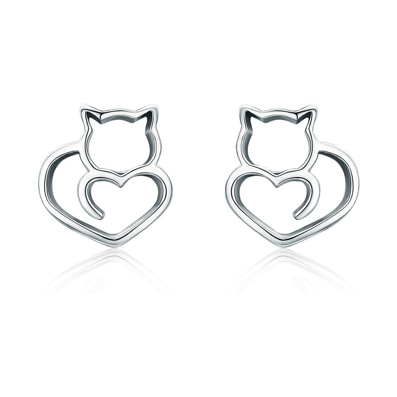 Emporial strieborné kôstkové náušnice Milovaná mačka SCE271 27931207