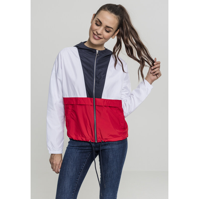 Urban Classics Womens 3-Tone Oversize Windbreaker Dark Blue/White 50563181