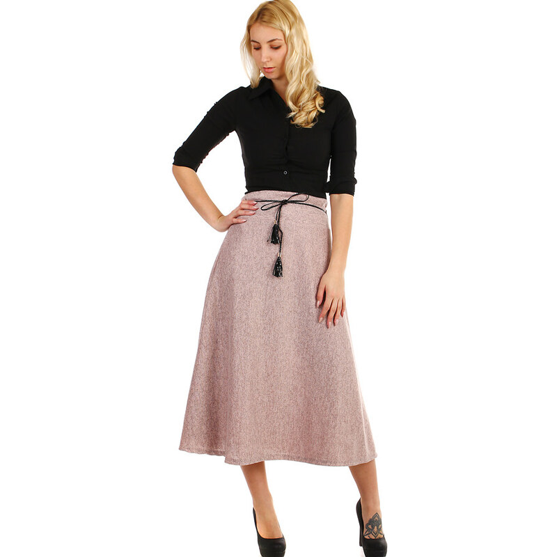 Glara Dlhá dámska úpletová sukňa s melírovaným vzorom 8396346