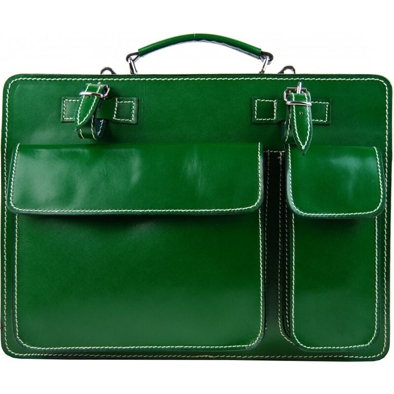Moderná smaragdovo zelená pánska aktovka z pravej talianskej kože DIVA 39596153