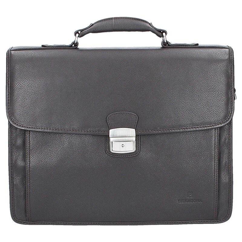 Celokožená pánska aktovka Hexagona Baron - tmavo hnedá 11531926