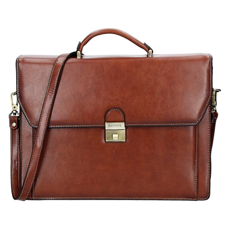 Pánska kožená aktovka Katana Hugo - hnedá 11534592