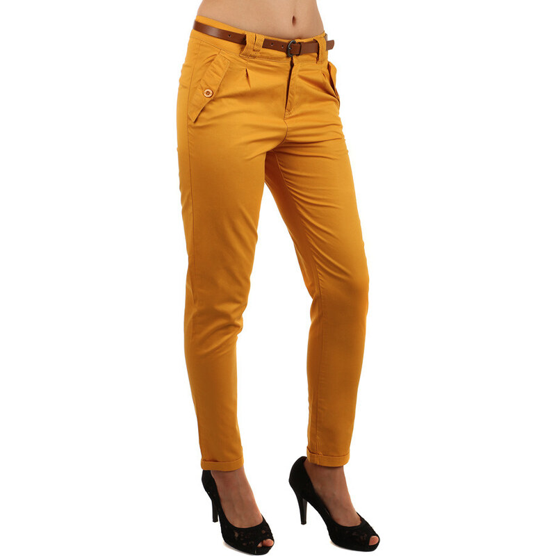 Glara Spoločenské dámske nohavice s opaskom 49182001