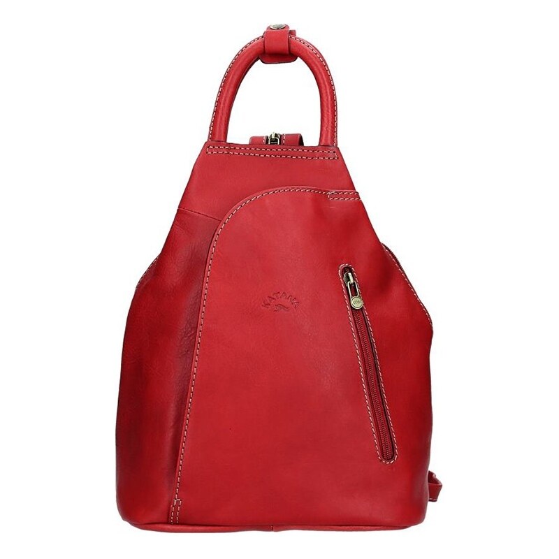 Elegantný dámsky kožený batoh Katana Paula - červená 24847502