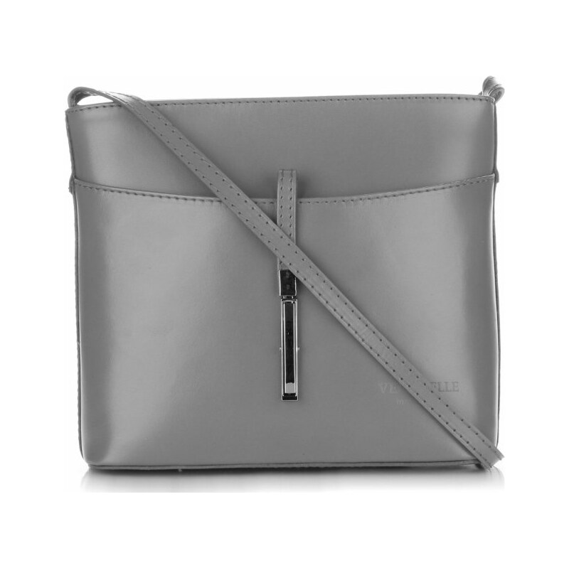 Kožené kabelka listonoška Vera Pelle svetlo šedá 3191 64296086