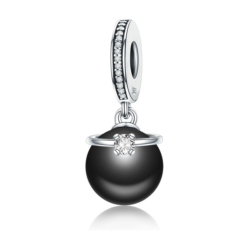 Emporial strieborný prívesok Čierna perla prsteňa 24464401