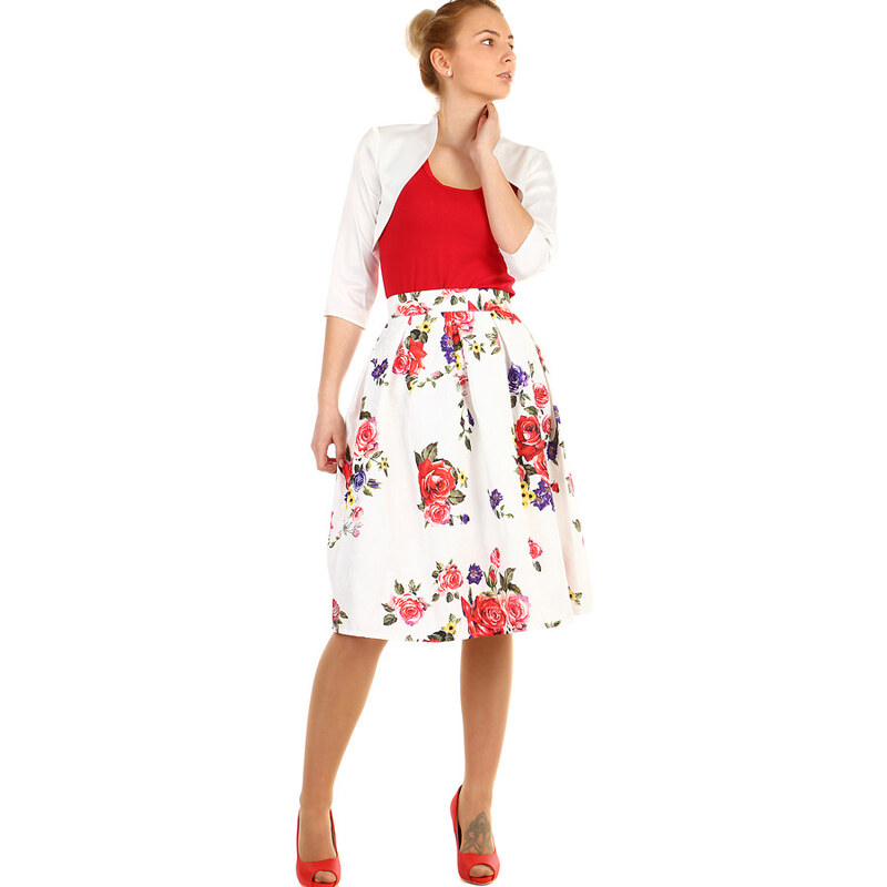 Glara Dámska áčková polokruhová sukňa s kvetovanou potlačou 36987879