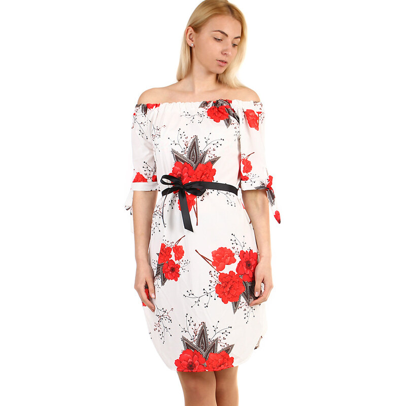 Glara Letné dámske krátke šaty s odhalenými ramenami 36988044