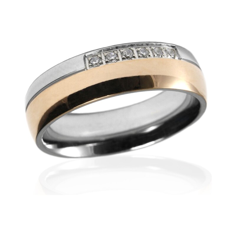 BEMI Design Dámsky prsteň so zirkónmi z chirurgickej ocele GOLD S46110 10399714