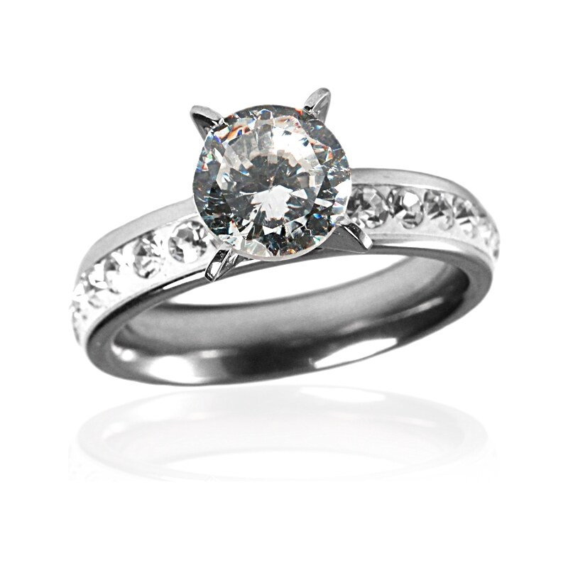 BEMI Design Dámsky prsteň so zirkónom z chirurgickej ocele S38150 10399706