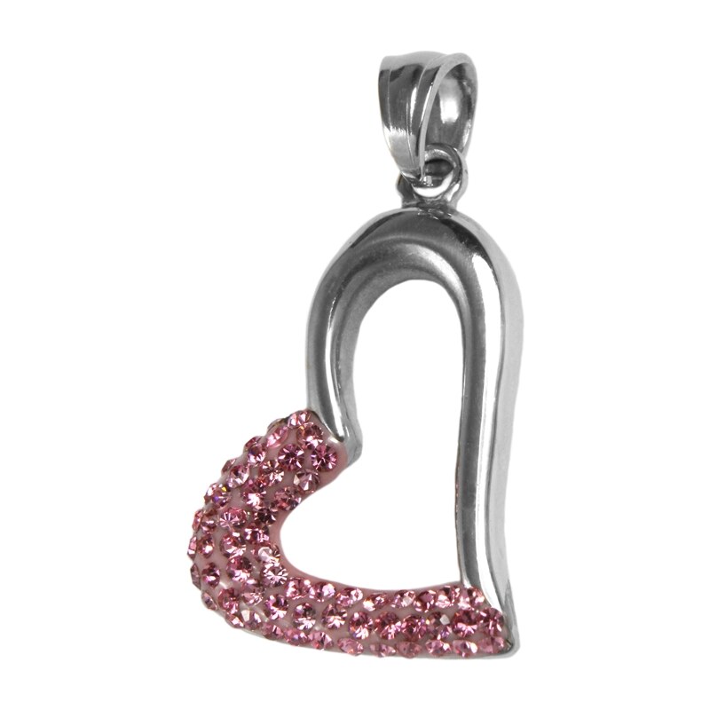 BEMI Design Dámsky prívesok srdce so zirkónmi pink z chirurgickej 10399730