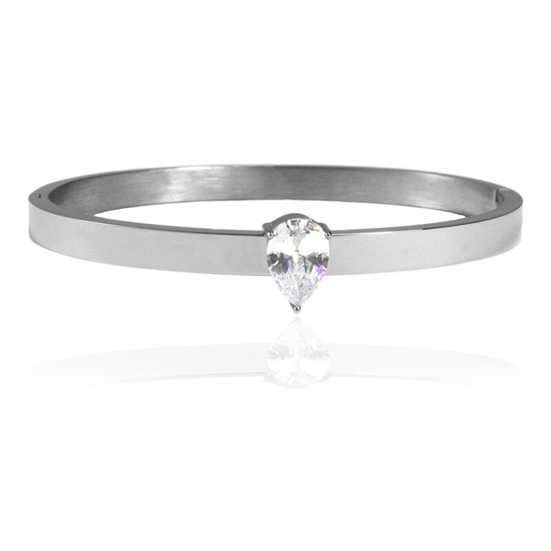 BEMI Design Pevný oceľový náramok s kryštálom TEAR S8120 10399677