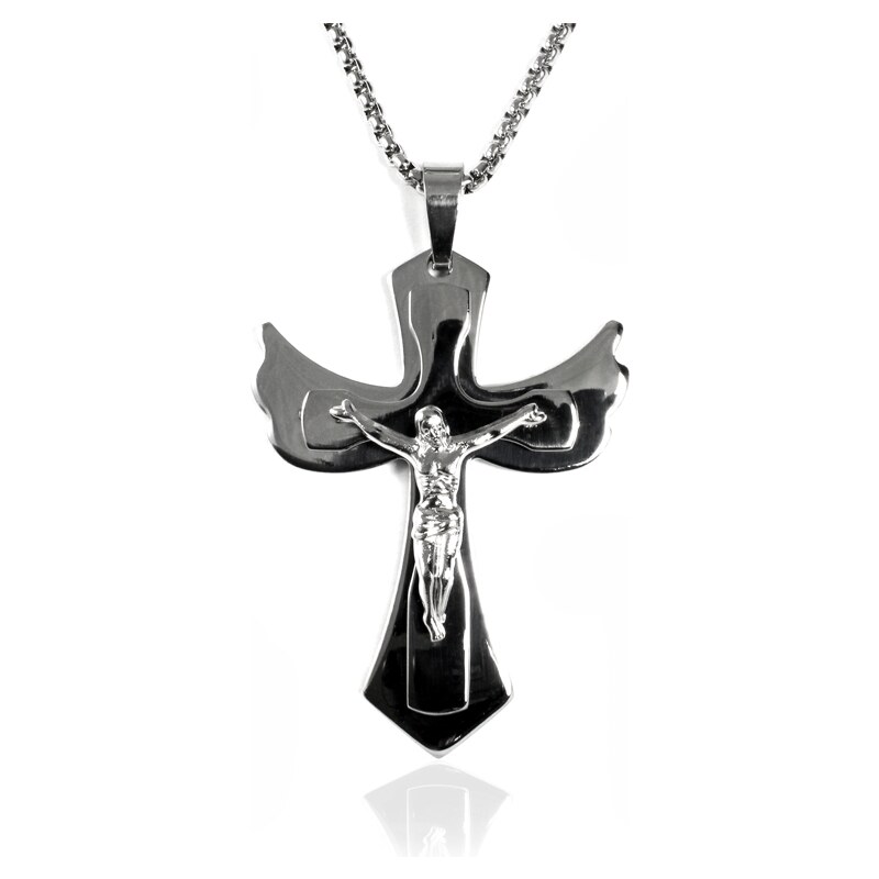 Pánsky náhrdelník z chirurgickej ocele - Ježiš na kríži S87200 10399747