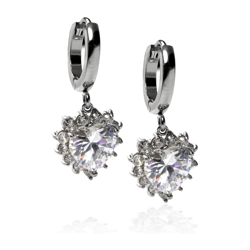 BEMI Design Náušnice srdce so zirkónmi z chirurgickej ocele S133140 10399790