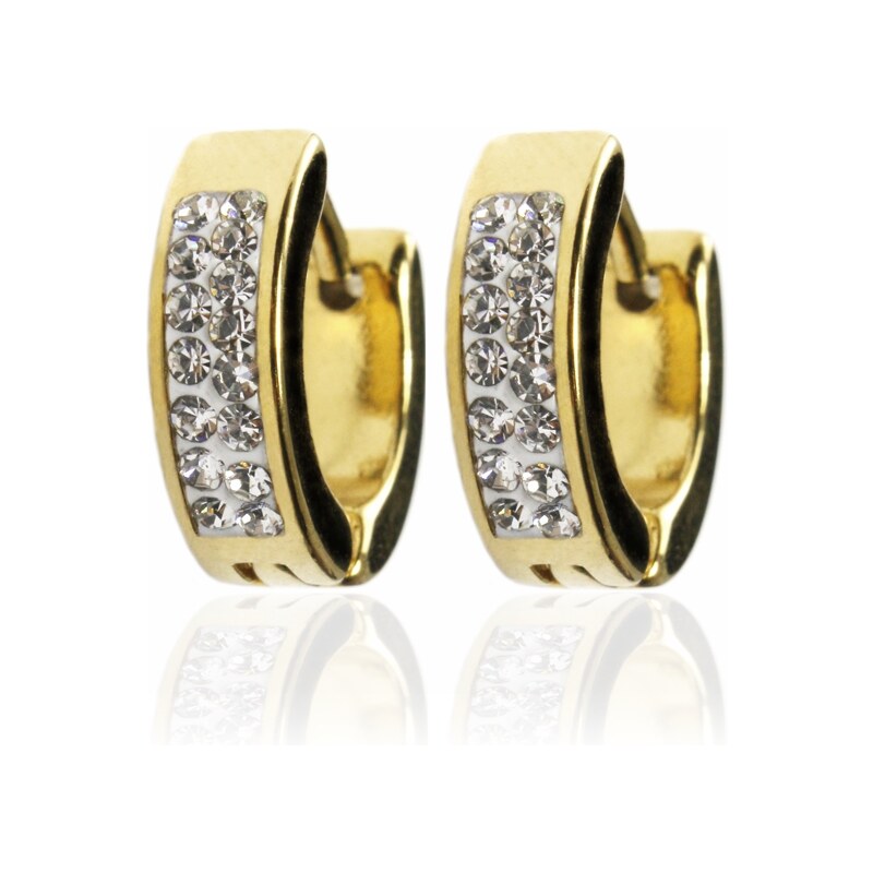 BEMI Design Náušnice kruhy so zirkónmi gold z chirurgickej ocele 10399791