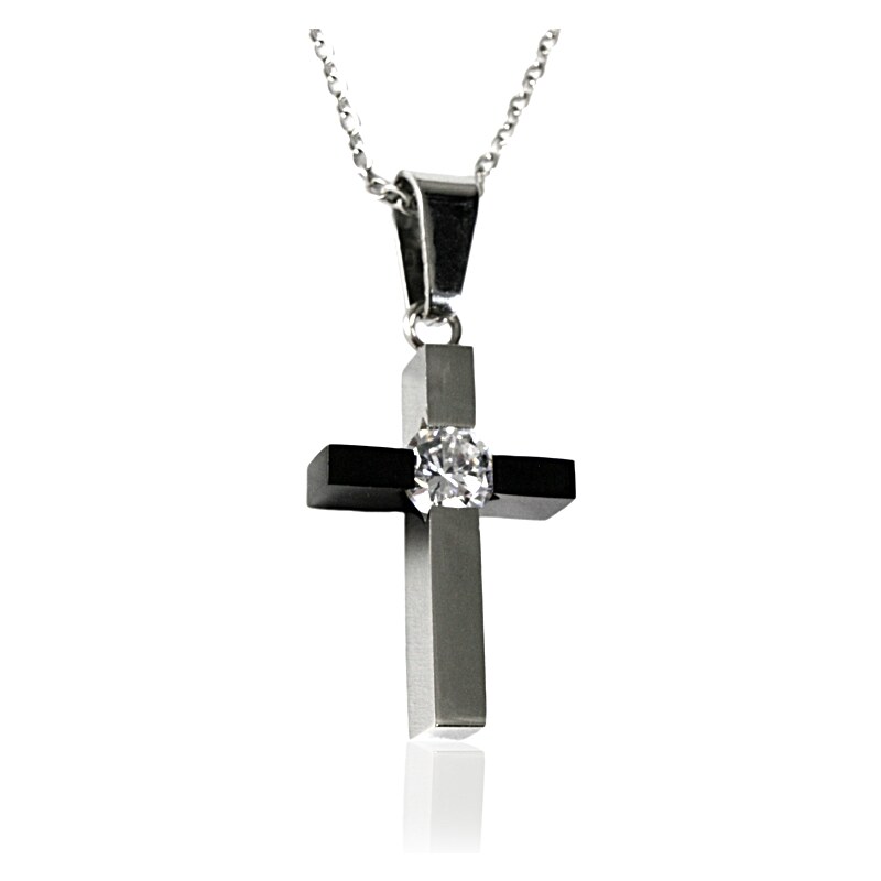 Dámsky náhrdelník z chirurgickej ocele - krížik S106070
