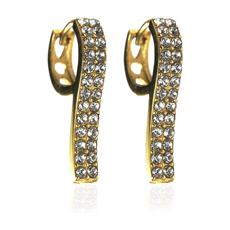 BEMI Design Náušnice so zirkónmi gold z chirurgickej ocele S123120 10399781