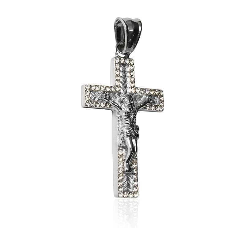 BEMI Design Prívesok krížik s kryštálmi z chirurgickej ocele S197080 10399843