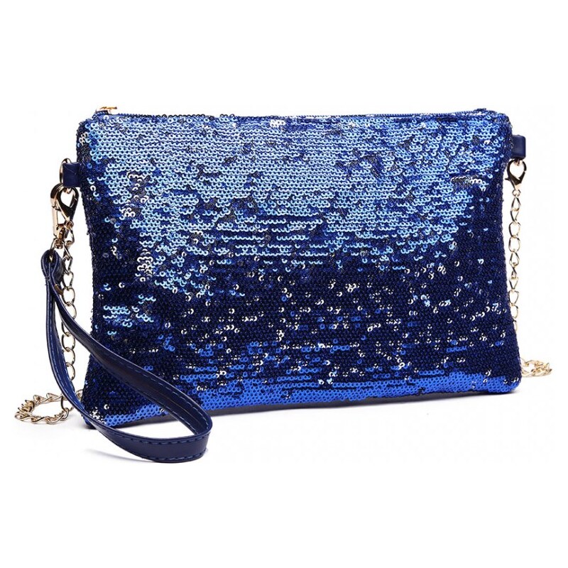 Miss Lulu flitrová večerná kabelka LH1765, modrá 62791735