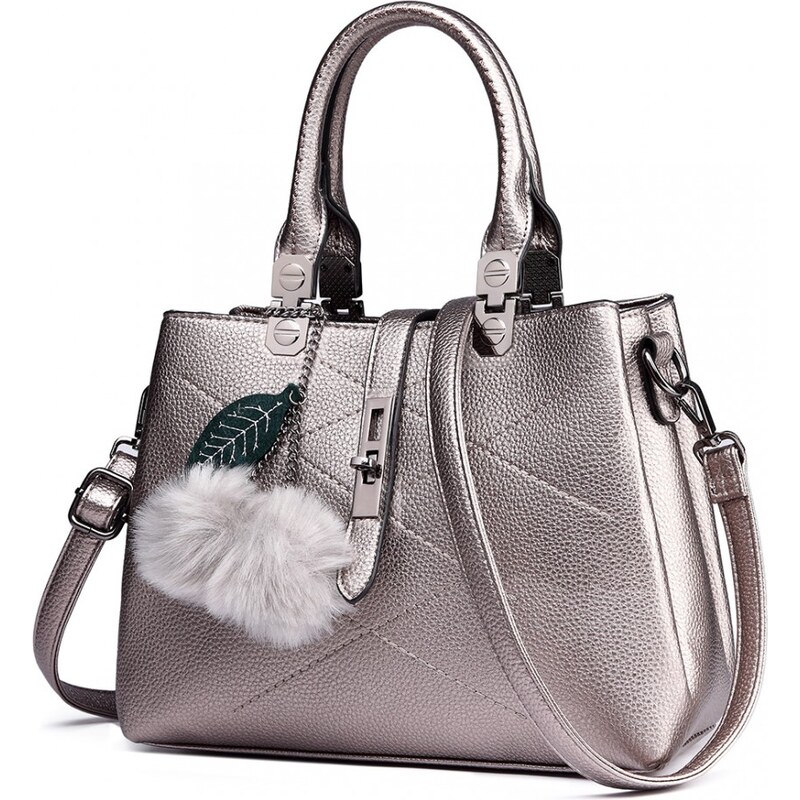 Miss Lulu Kabelka - prešívaná, s Pom pom príveskom, strieborná 46042141