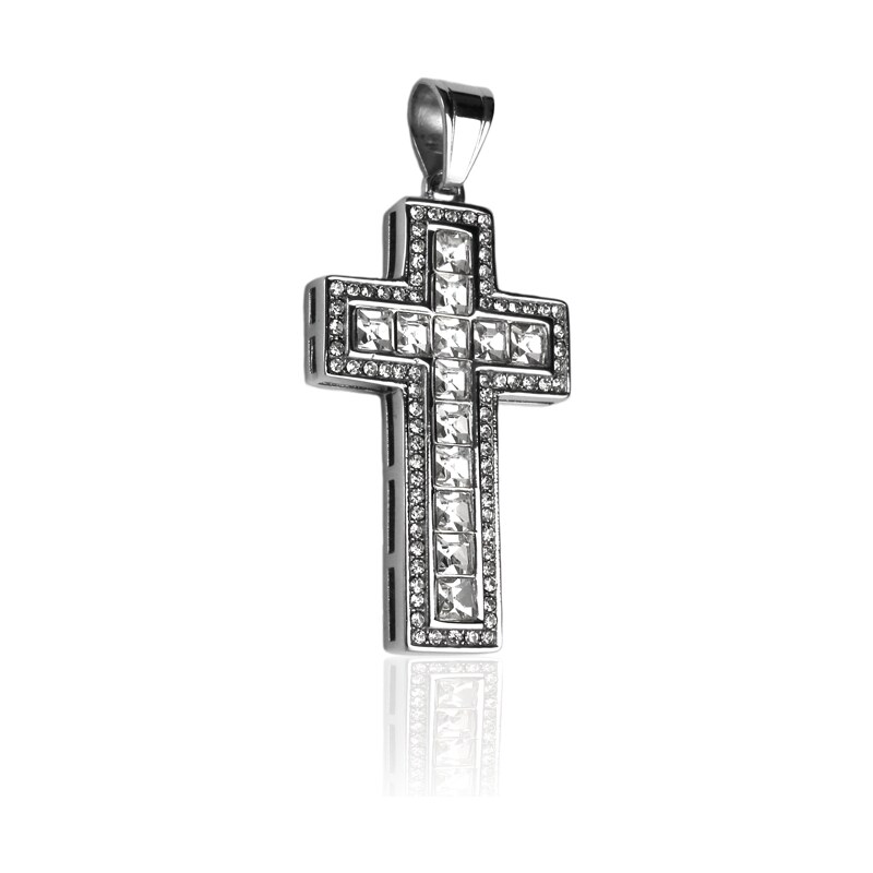 BEMI Design Prívesok kríž s kryštálmi z chirurgickej ocele S247080 10399891