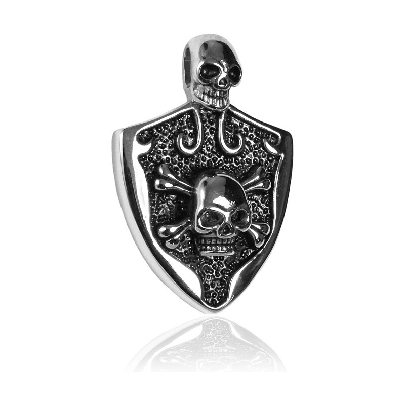 BEMI Design Prívesok štít s lebkama z chirurgickej ocele S256080 10399900