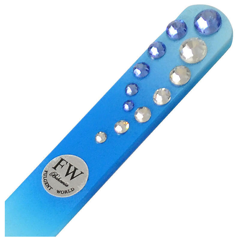Sklenený pilník s kamienkami Swarovski - modrý