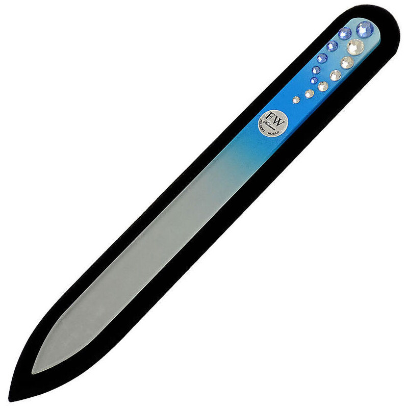 Sklenený pilník s kamienkami Swarovski - modrý