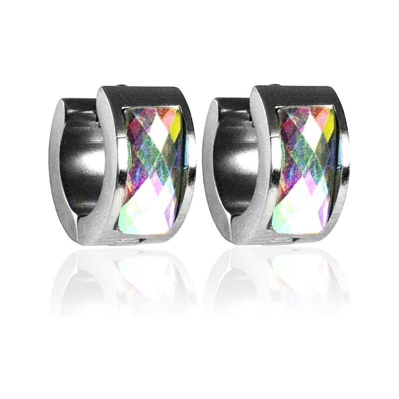 BEMI Design Náušnice s dúhovými zirkónmi z chirurgickej ocele S265025 10399908