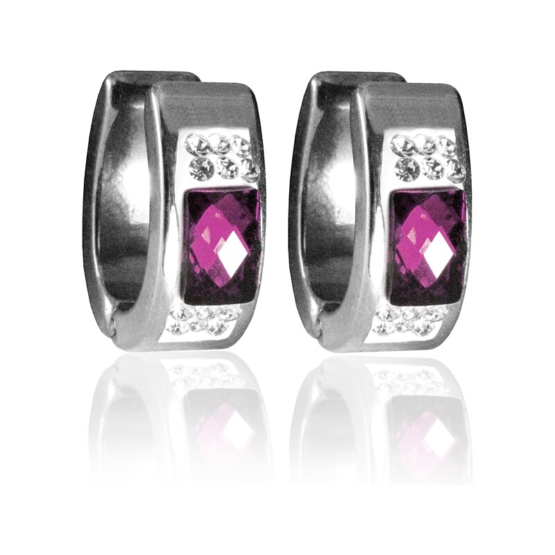 BEMI Design Náušnice s fialovými zirkónmi z chirurgickej ocele S270045 10399913