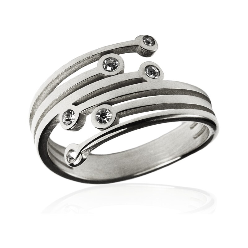 BEMI Design Dámsky prsteň so zirkónmi silver z chirurgickej ocele S283080