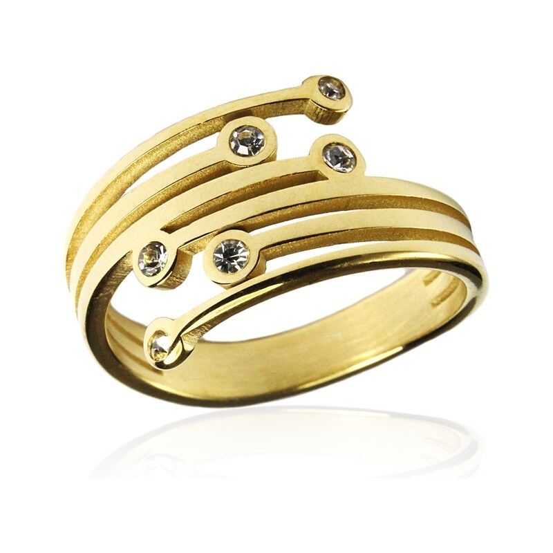 BEMI Design Dámsky prsteň so zirkónmi gold z chirurgickej ocele 10399927