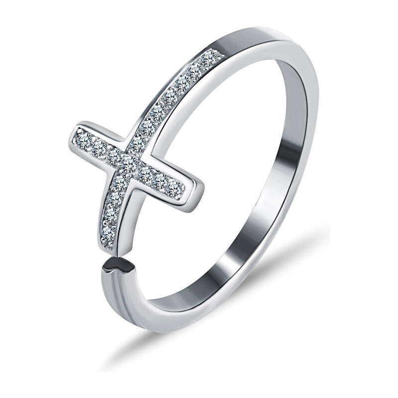 Emporial strieborný prsteň Krížik 28682769