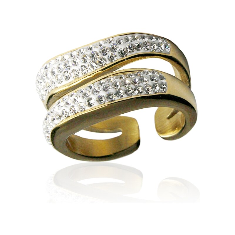 BEMI Design Dámsky prsteň so zirkónmi z chirurgickej ocele gold S302100